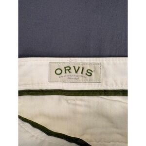 Orvis Mens White Cotton Shorts Size 38 Flat Front Casual Outdoor